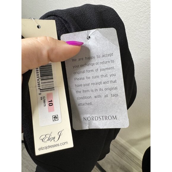 Eliza J‎ Black Short Sleeve Tiered Hem Dress Size 10 - Picture 4 of 5